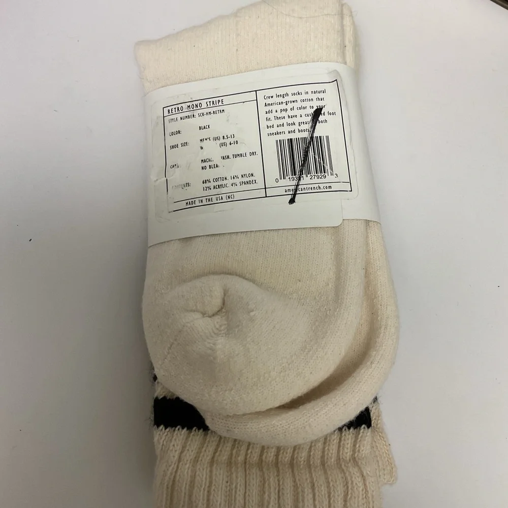 AMERICAN TRENCH WOMENS RETRO MONO STRIPE CREW SOCKS BLACK OS NWT